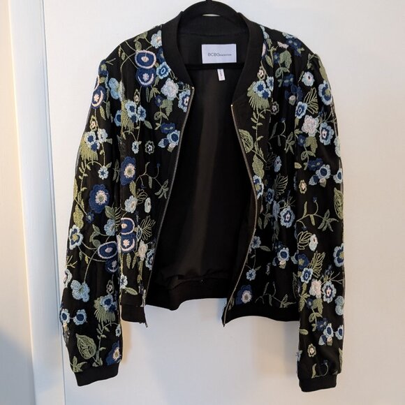 BCBGeneration Floral Embroidered Bomber Jacket - Picture 1 of 3